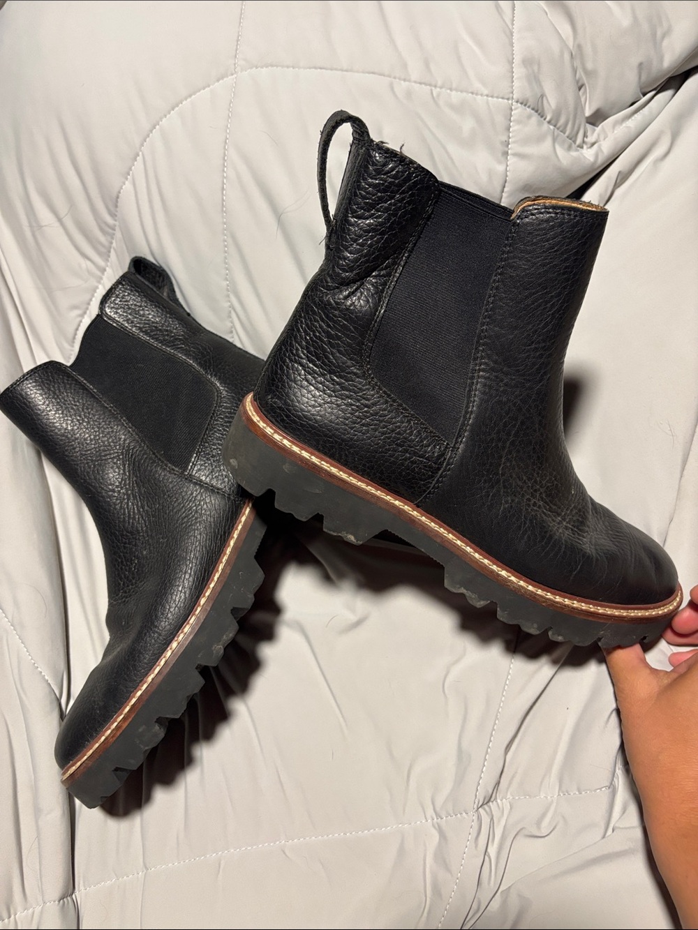 Madewell Black Leather Chelsea Lug Booties